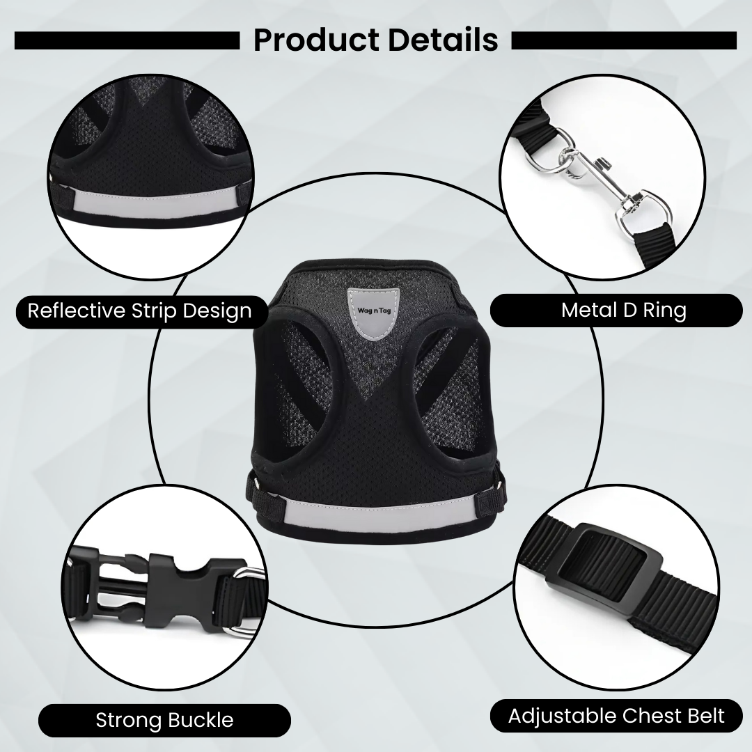 Wag n Tag "The Explorer" Escape-Proof Cat & Kitten Vest Harness and Leash