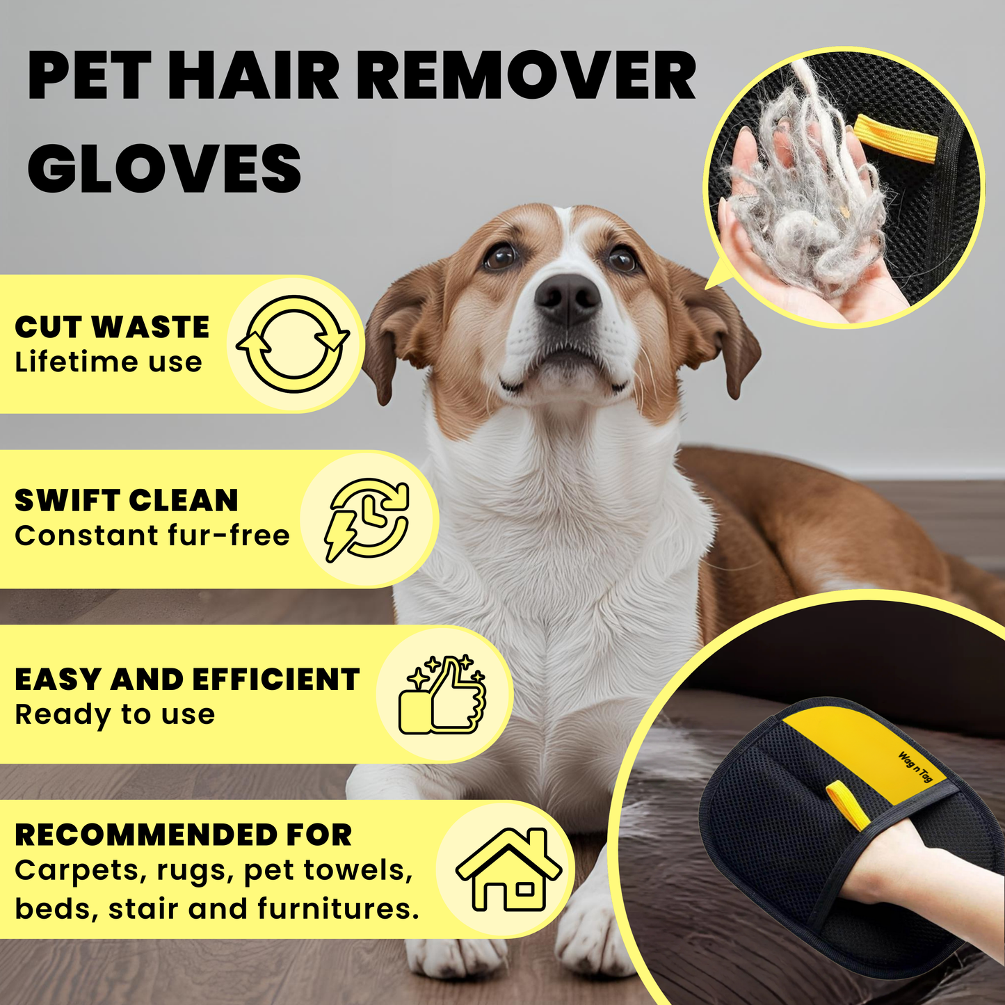 Wag N Tag Pet Hair Remover Gloves