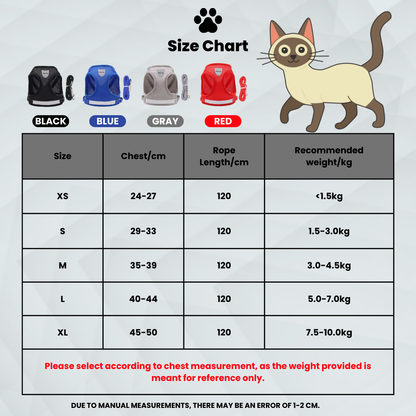 Wag n Tag "The Explorer" Escape-Proof Cat & Kitten Vest Harness and Leash