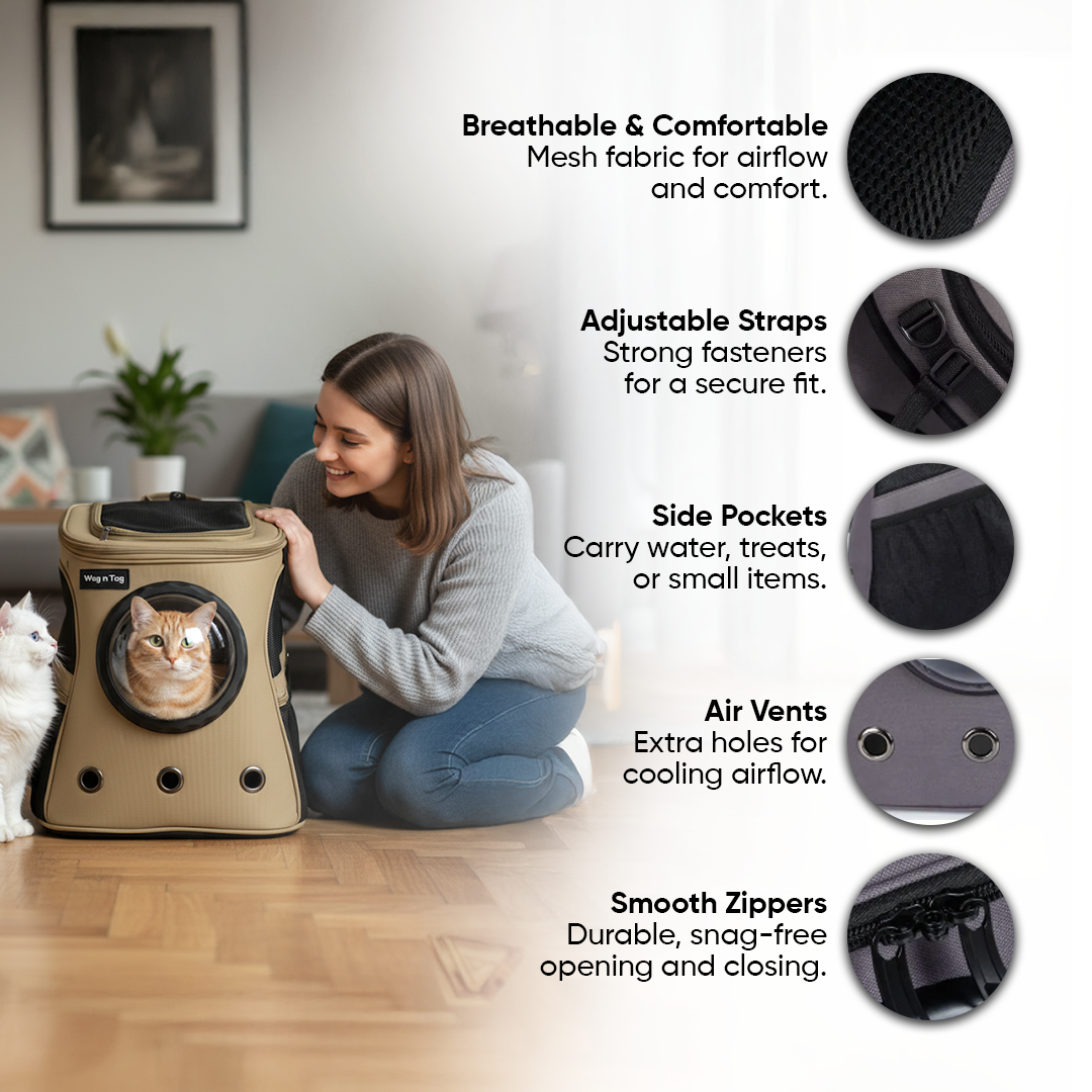 Wag n Tag The Cat Capsule Travel Backpack | For Larger Cats